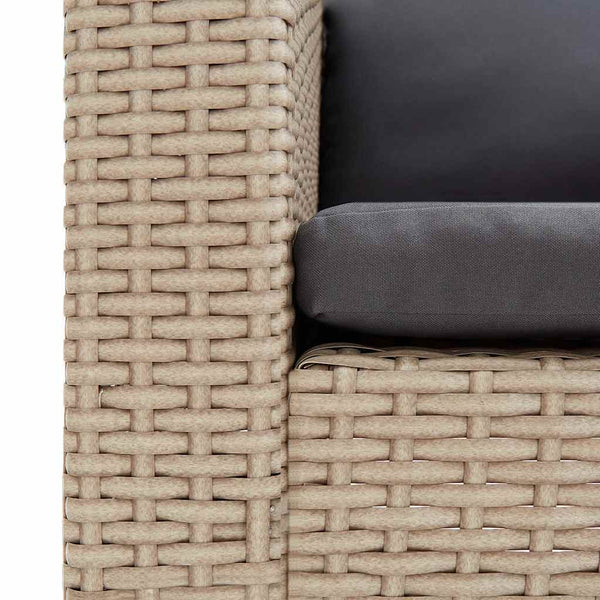 1-Sitzer-Gartensofa mit Auflagen Poly Rattan Beige