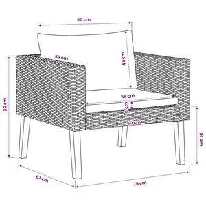 1-Sitzer-Gartensofa mit Auflagen Poly Rattan Beige