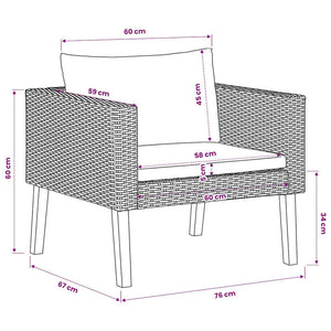 1-Sitzer-Gartensofa mit Auflagen Poly Rattan Schwarz