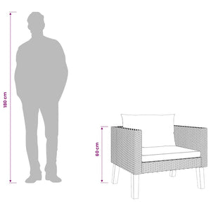 1-Sitzer-Gartensofa mit Auflagen Poly Rattan Schwarz