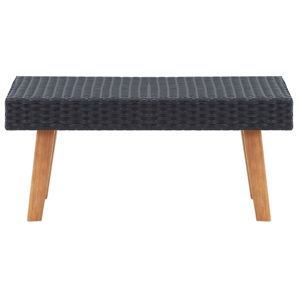 Garten-Couchtisch Poly Rattan Schwarz