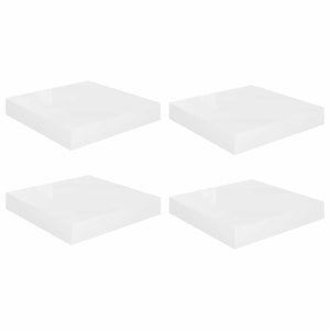 Weiße Hochglanz Schweberegale, 4er Set
