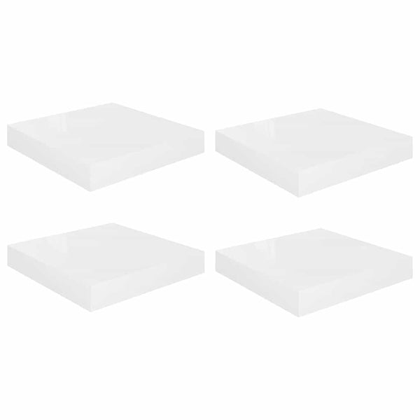 Weiße Hochglanz Schweberegale, 4er Set