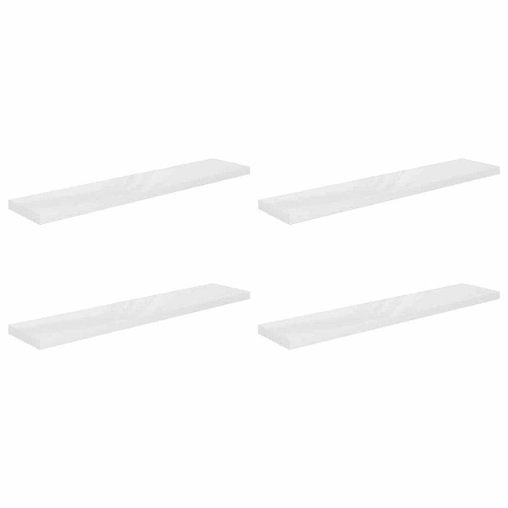 vidaXL Floating Wall Shelves 4 pcs. High-Gloss White 120x23.5x3.8 cm MDF