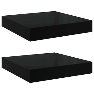 Hochglanz Schweberegale, 2er Set, Schwarz