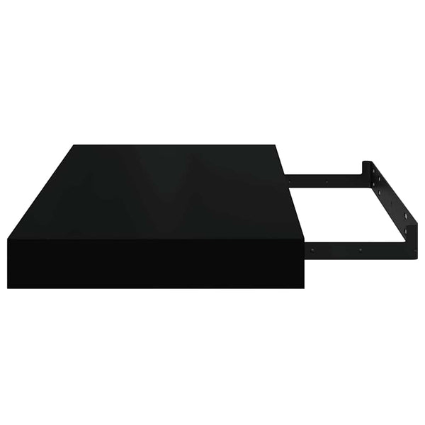 Schweberegal Schwarz Hochglanz 40 cm