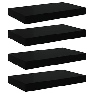 Schweberegale, 4er Set, Schwarz, 40cm