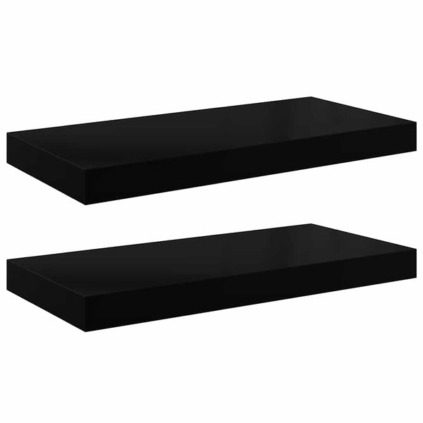 Schweberegale Schwarz Hochglanz, 2er Set