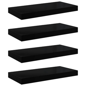 Schweberegale Schwarz Hochglanz, 4er Set