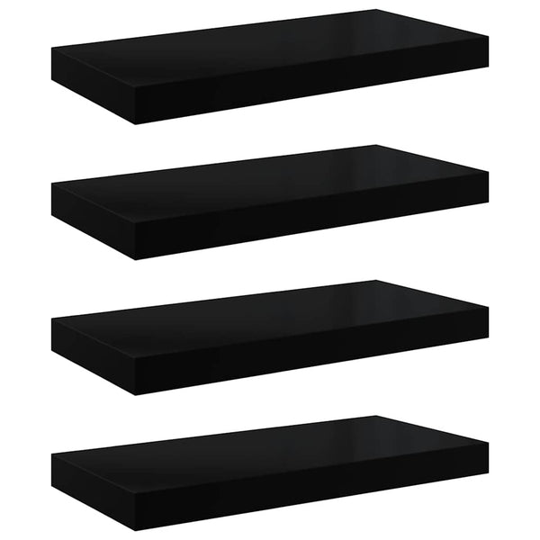 Schweberegale Schwarz Hochglanz, 4er Set
