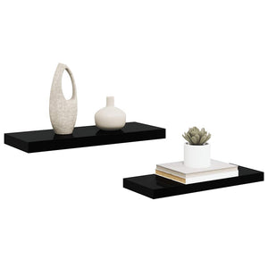 Schweberegale, 2er Set, Hochglanz Schwarz
