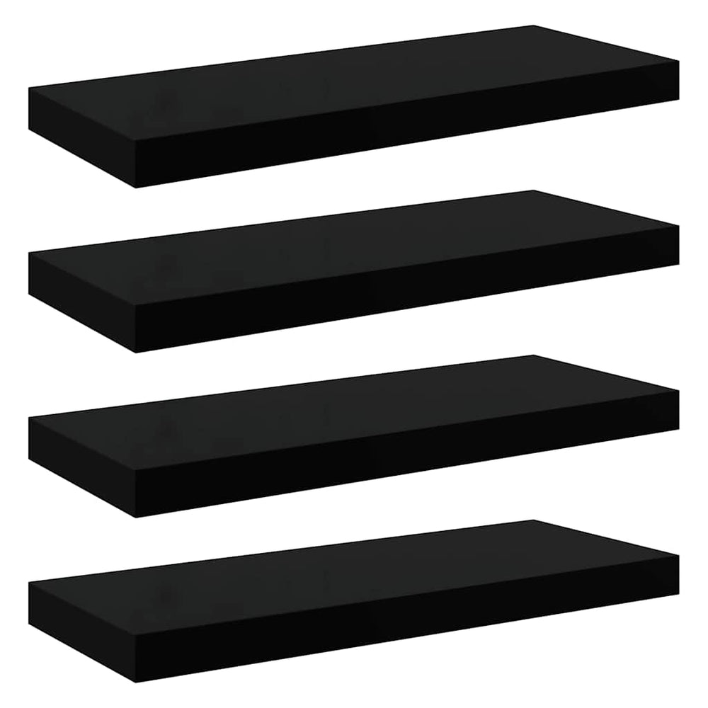 vidaXL Floating Shelves 4 pcs High Gloss Black 60x23.5x3.8 cm MDF