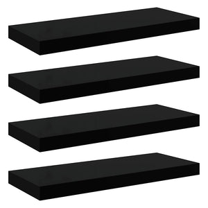 vidaXL Étagères murales 4 pcs Noir brillant 60x23,5x3,8 cm MDF