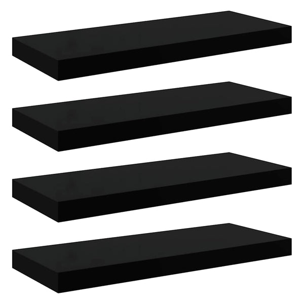 vidaXL Étagères murales 4 pcs Noir brillant 60x23,5x3,8 cm MDF