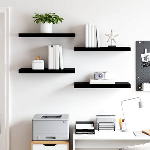 vidaXL Étagères murales 4 pcs Noir brillant 60x23,5x3,8 cm MDF