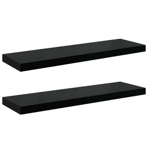 Schweberegale Schwarz Hochglanz, 2er Set