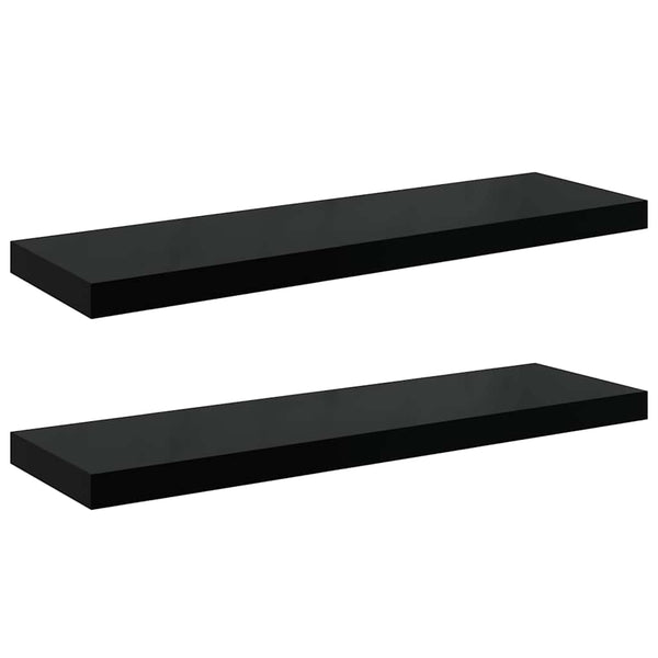 Schweberegale Schwarz Hochglanz, 2er Set