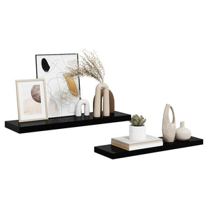 Schweberegale Schwarz Hochglanz, 2er Set
