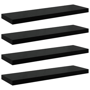 Schweberegale Schwarz Hochglanz, 4er Set
