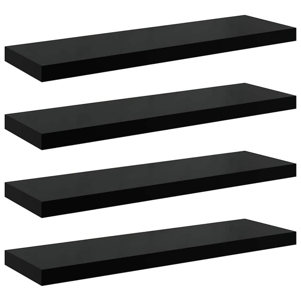Schweberegale Schwarz Hochglanz, 4er Set