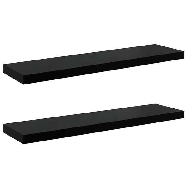 Schweberegale, 2er Set, Hochglanz Schwarz, 90cm