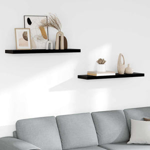 Schweberegale, 2er Set, Hochglanz Schwarz, 90cm