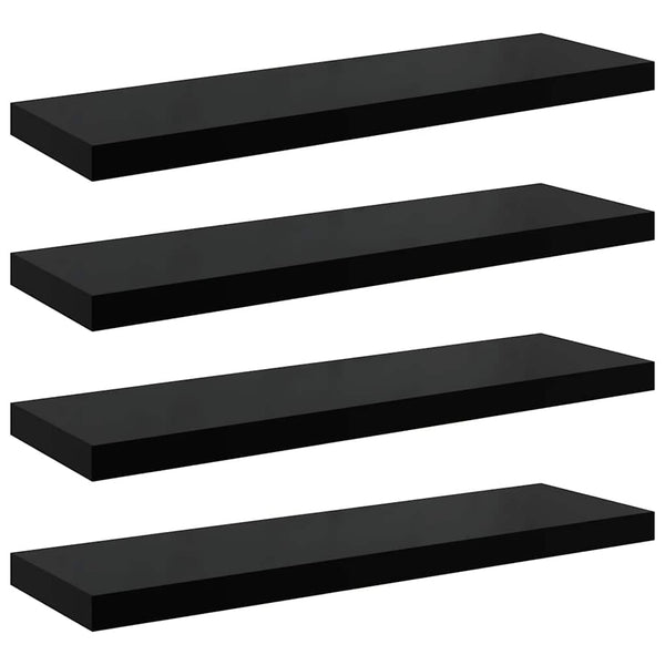 Schwebende Wandregale, 4er Set, Schwarz