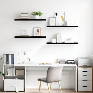 Schwebende Wandregale, 4er Set, Schwarz