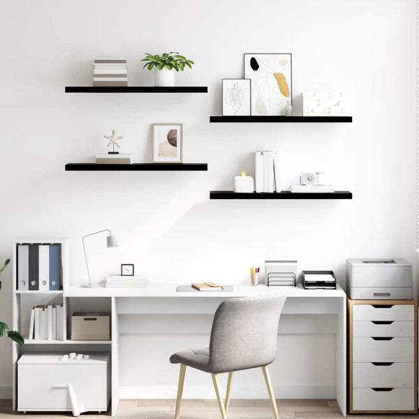 Schwebende Wandregale, 4er Set, Schwarz