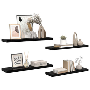 Schwebende Wandregale, 4er Set, Schwarz