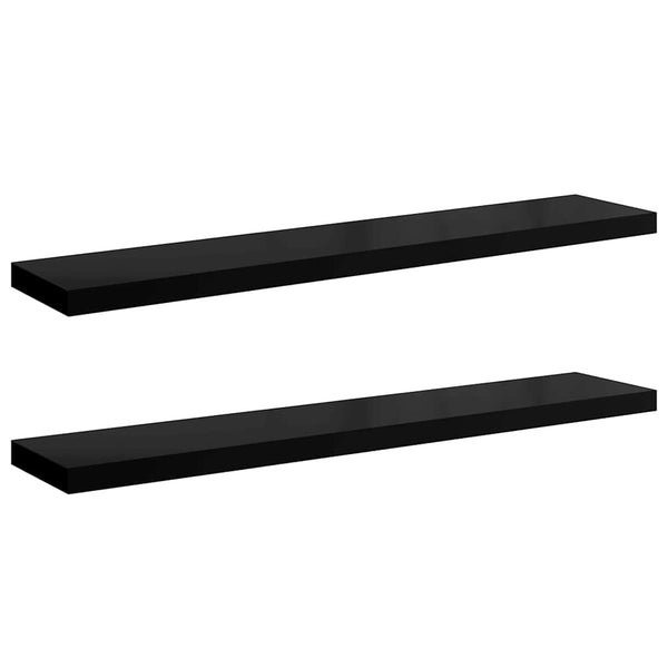 Schweberegale Schwarz Hochglanz, 2er Set