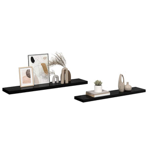 Schweberegale Schwarz Hochglanz, 2er Set
