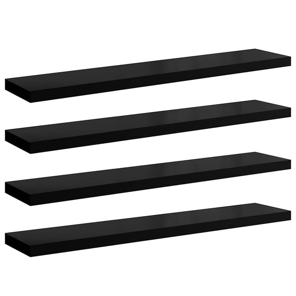 Schweberegale Schwarz Hochglanz, 4er Set