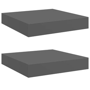 Hochglanz Schweberegale Grau, 2er Set