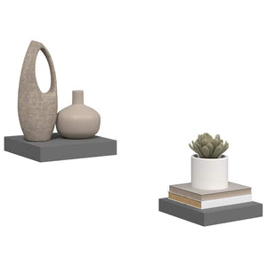 Hochglanz Schweberegale Grau, 2er Set