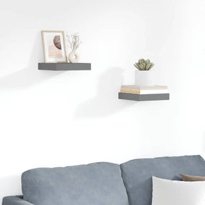 Hochglanz Schweberegale Grau, 2er Set