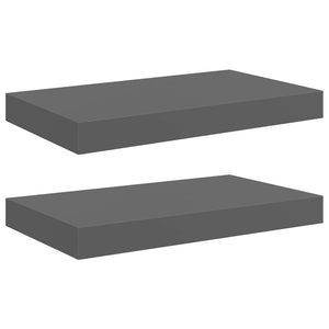 Schweberegale Grau Hochglanz, 2er Set