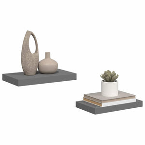 Schweberegale Grau Hochglanz, 2er Set