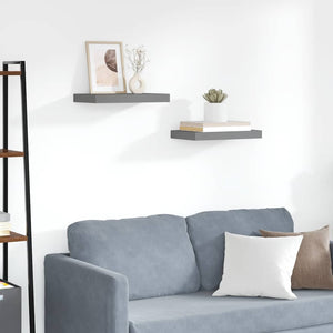 Schweberegale Grau Hochglanz, 2er Set