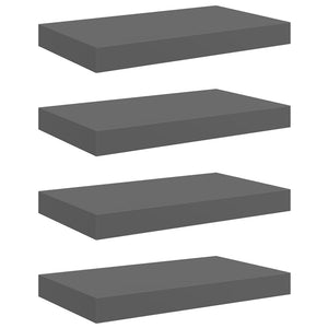 Schweberegale Grau Hochglanz, 4er Set