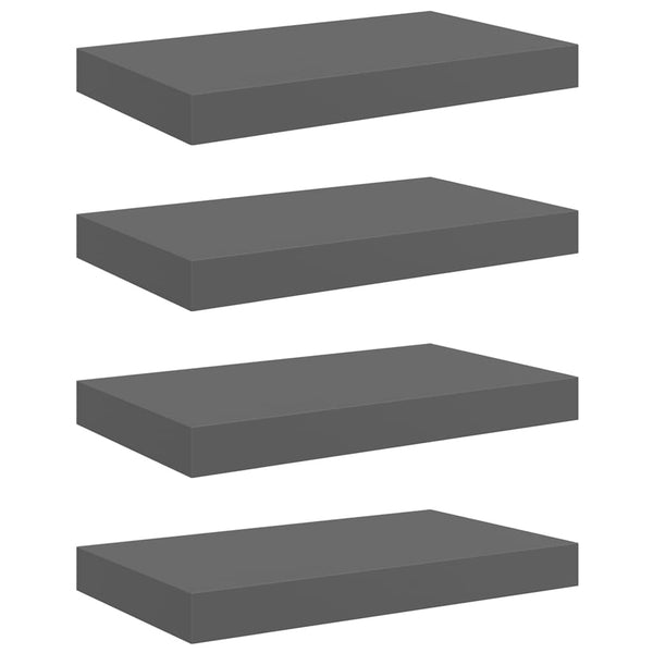 Schweberegale Grau Hochglanz, 4er Set