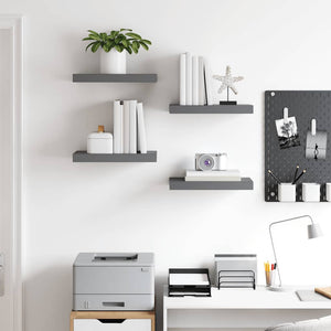 Schweberegale Grau Hochglanz, 4er Set