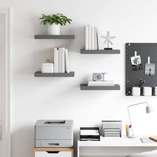 Schweberegale Grau Hochglanz, 4er Set
