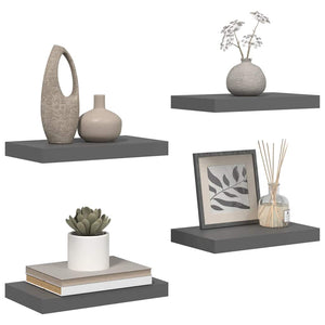 Schweberegale Grau Hochglanz, 4er Set