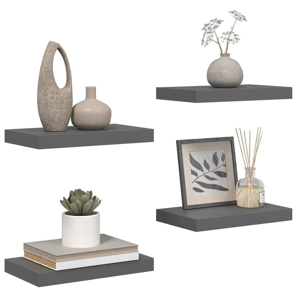 Schweberegale Grau Hochglanz, 4er Set