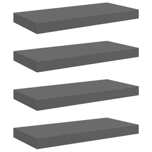Schweberegale Grau Hochglanz, 4er Set
