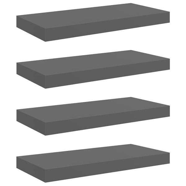 Schweberegale Grau Hochglanz, 4er Set