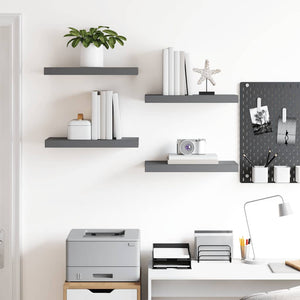 Schweberegale Grau Hochglanz, 4er Set