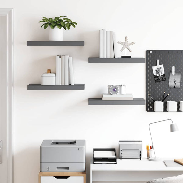 Schweberegale Grau Hochglanz, 4er Set