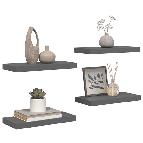Schweberegale Grau Hochglanz, 4er Set